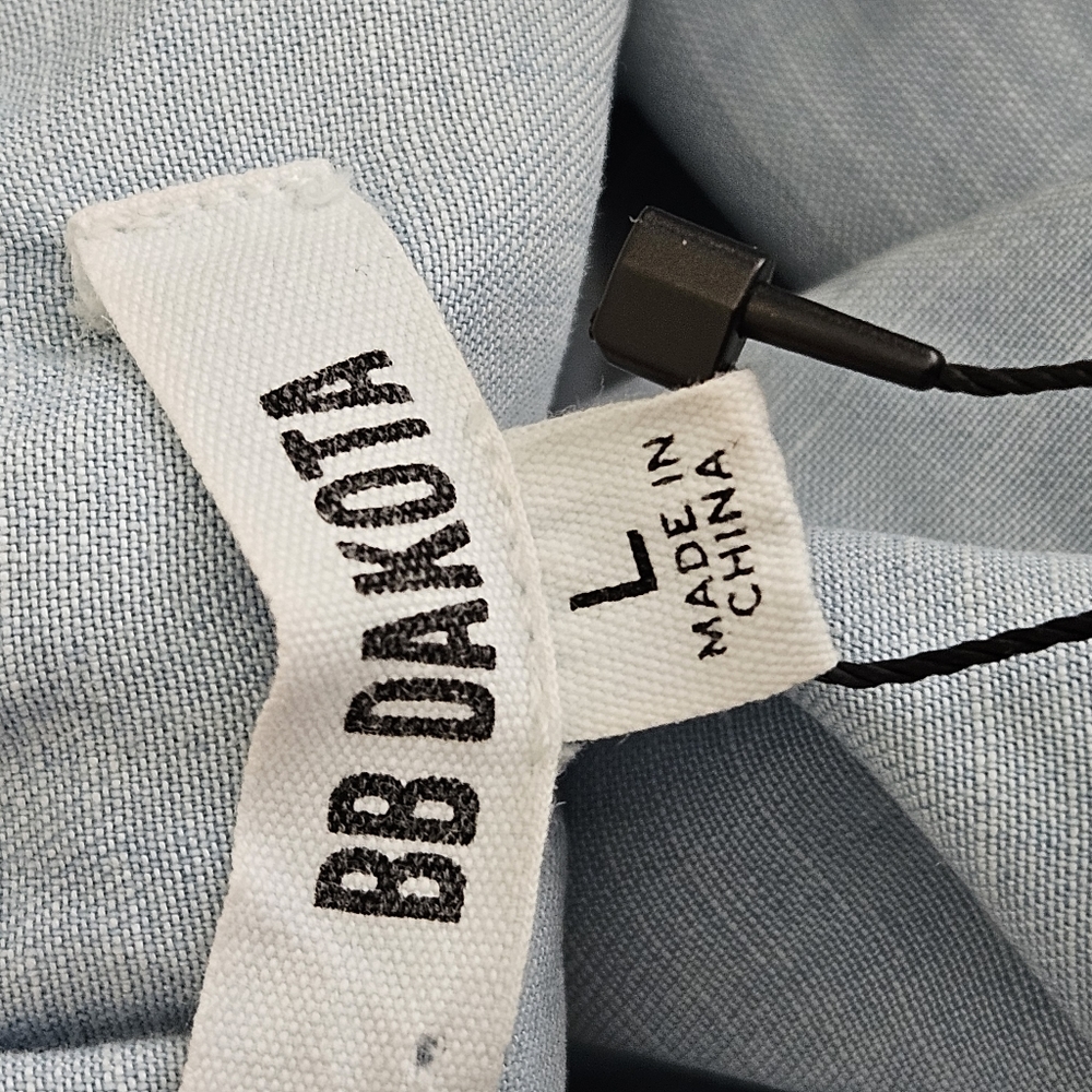 NWT BB Dakota Dress Isla One‎ Shoulder Denim Ruffle Elasticized Light Size Large - Picture 4 of 7